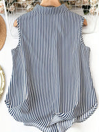Dam Ärmlös Randig Skjortblus Elegant Sommar
