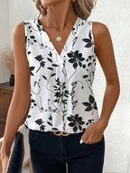 Dam Blus med Blommigt Mönster och