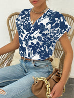 Dam Elegant Blus med Blommönster och