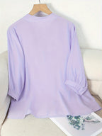 Dam Elegant Blus med Broderade Blommor