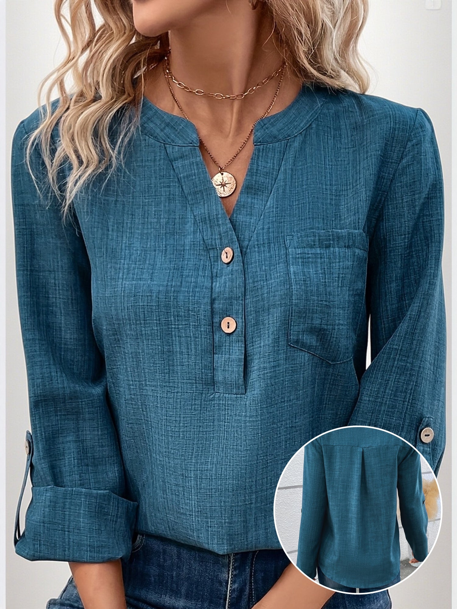 Dam Blus Vardagsstil med Enkel Fickdetalj