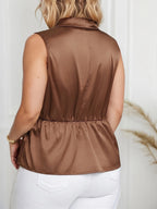Dam Elegant Asymmetrisk Ärmlös Blus med