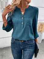 Dam Blus Vardagsstil med Enkel Fickdetalj