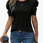 Dam Topp Elegant Puffärm Kortärmad Blus