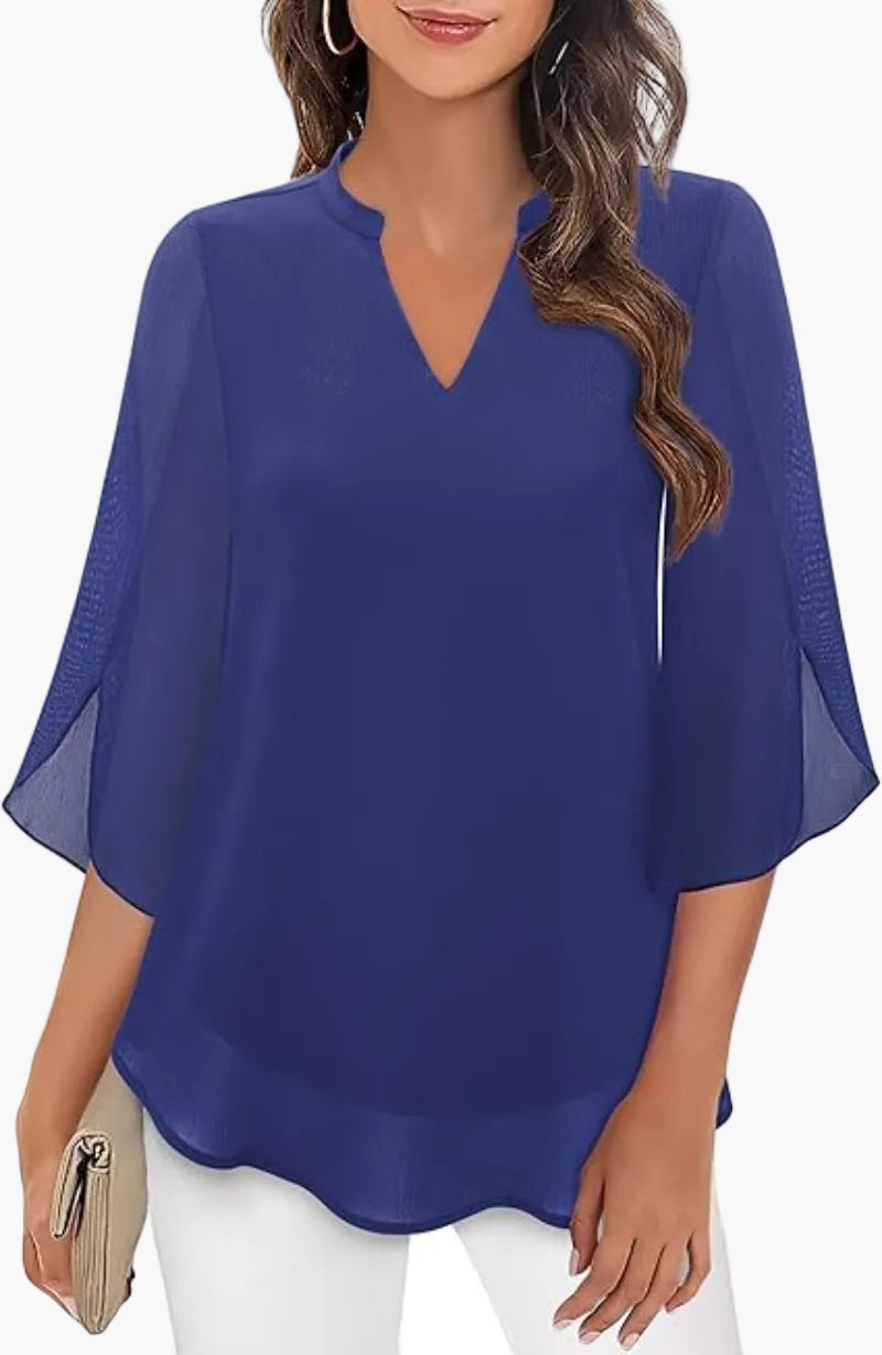 Dam Blus Elegant Vardagsstil med Lätt