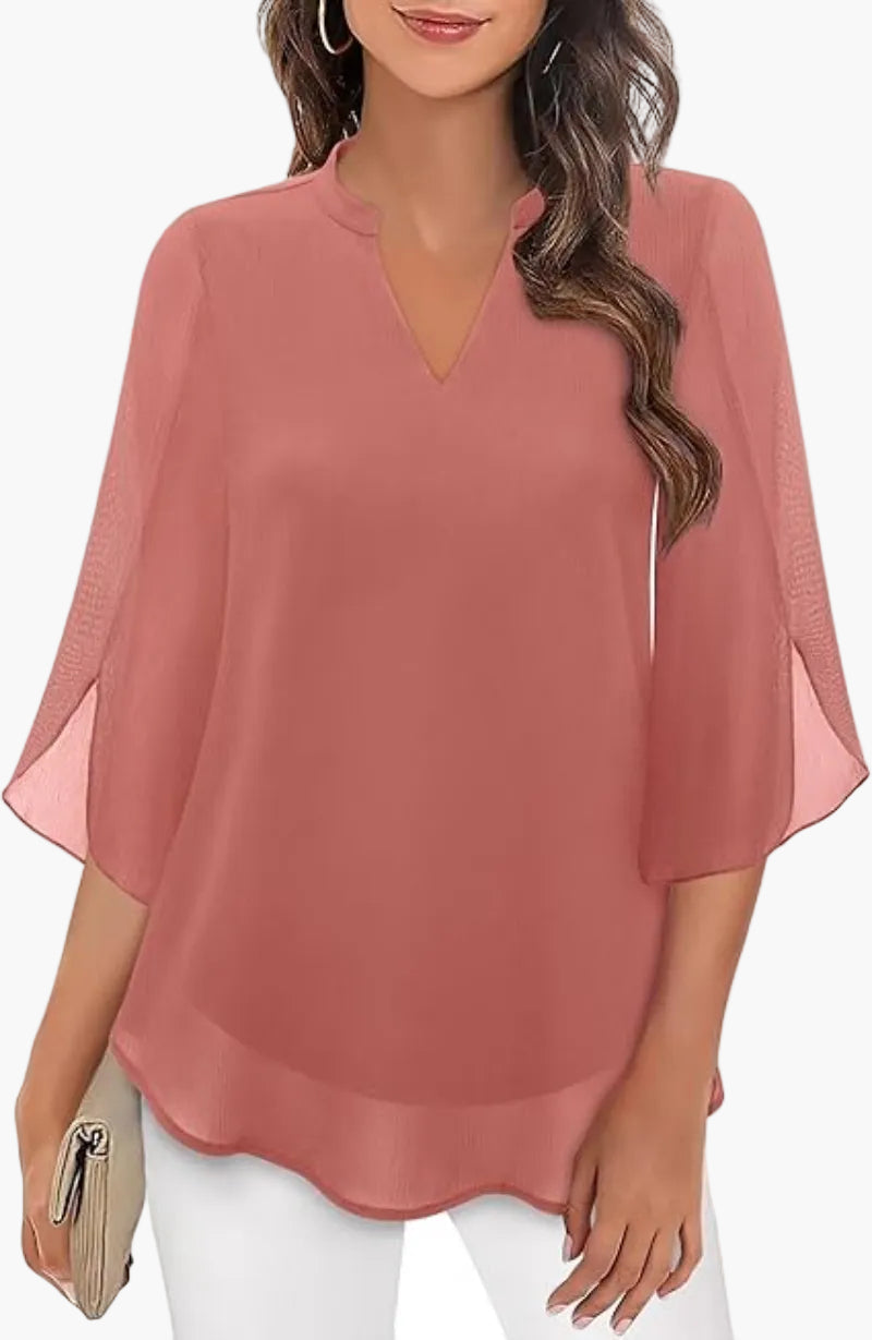 Dam Blus Elegant Vardagsstil med Lätt