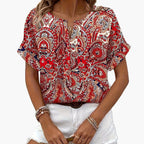 Dam Blus Elegant Mönstrad Kortärmad Top