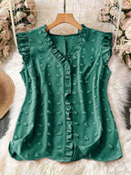 Dam Elegant Blus med Volangdetaljer och