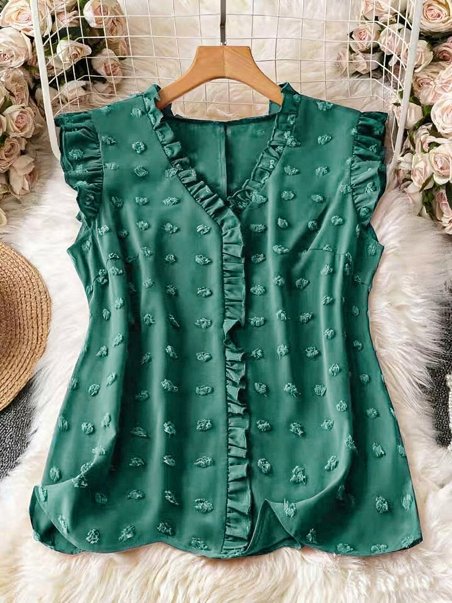 Dam Elegant Blus med Volangdetaljer och