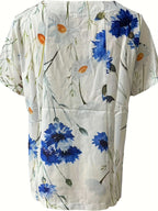 Dam Blus Vintage Blommig Kortärmad Sommartopp