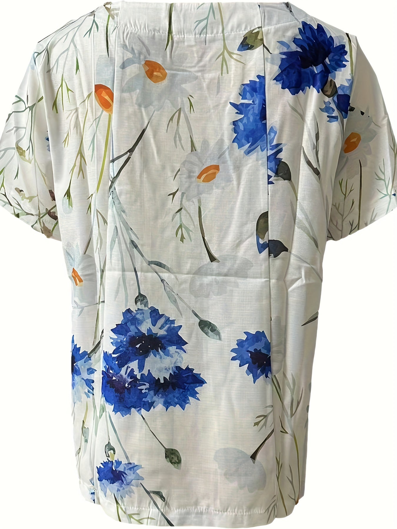 Dam Blus Vintage Blommig Kortärmad Sommartopp