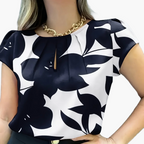 Dam Blus Kortärmad Elegant Kontorsstil Lös