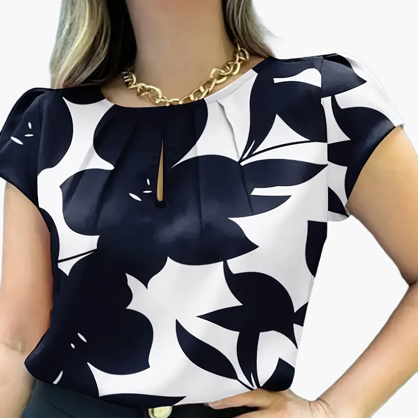 Dam Blus Kortärmad Elegant Kontorsstil Lös