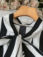 Dam Blus Elegant Randig Med Rosett