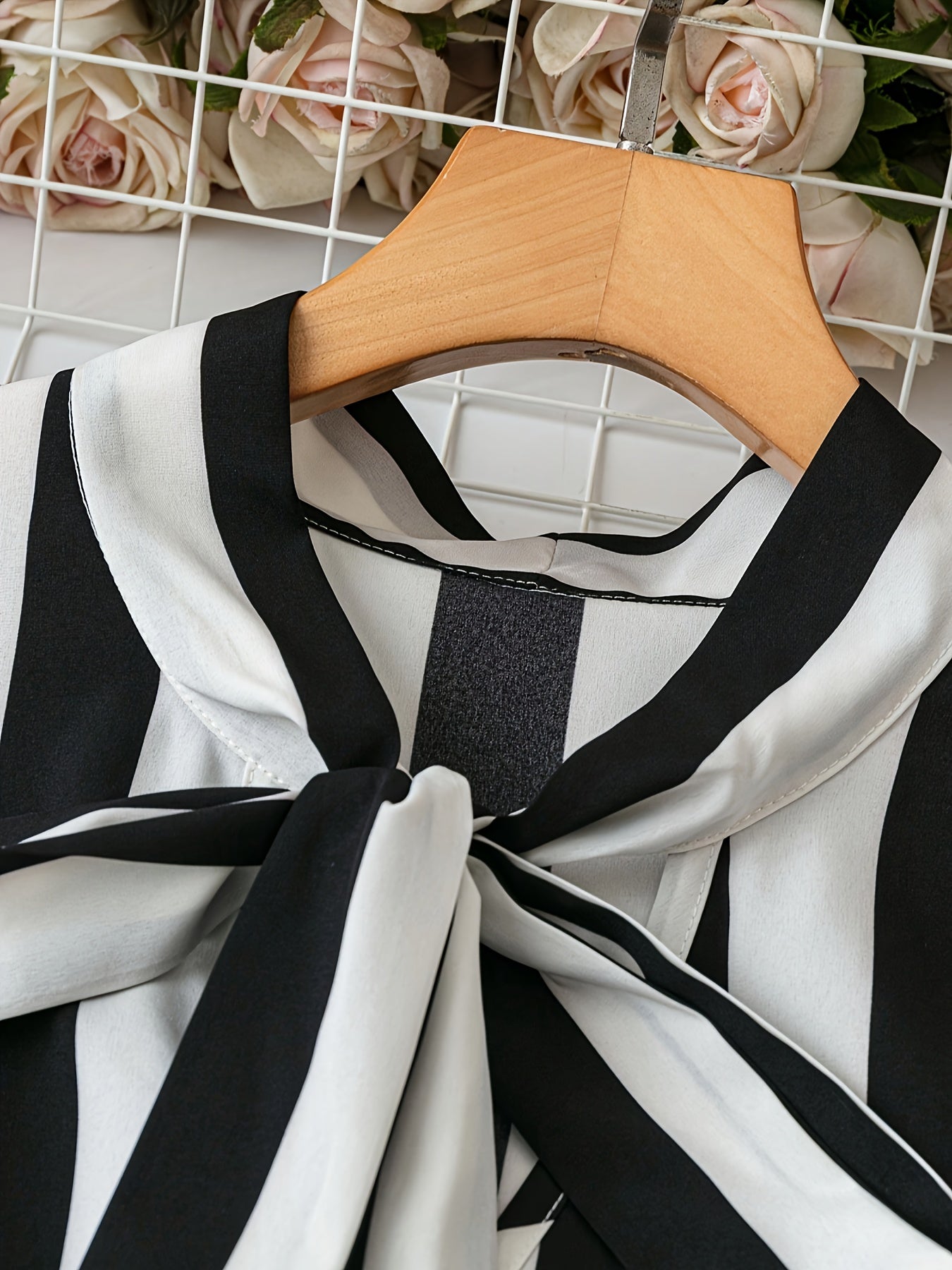 Dam Blus Elegant Randig Med Rosett