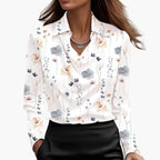 Dam Blus Elegant Drape Hals Ringning