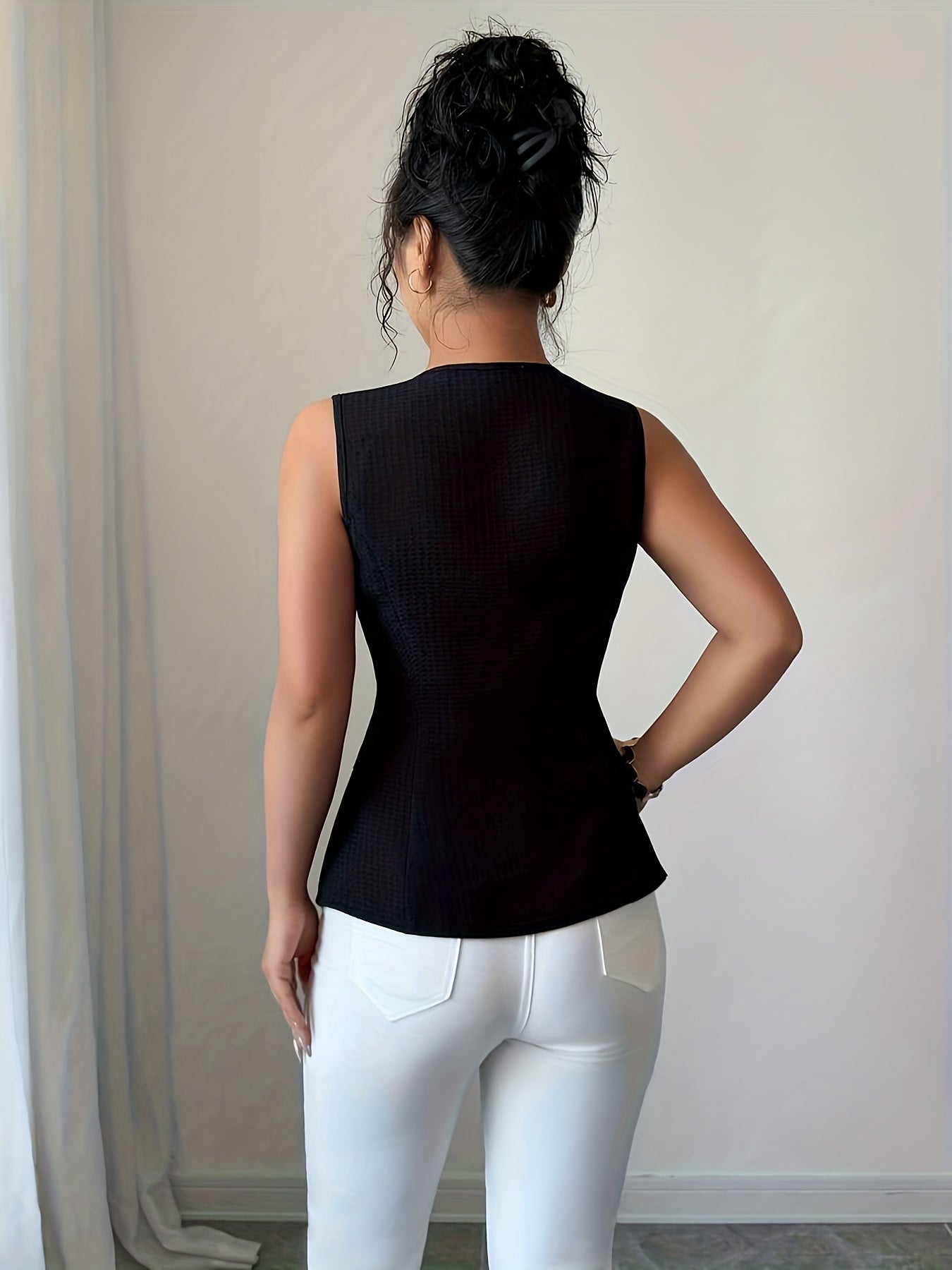 Dam Elegant Figursydd Ärmlös Blus med