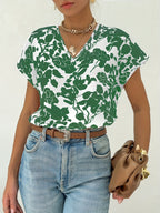 Dam Elegant Blus med Blommönster och
