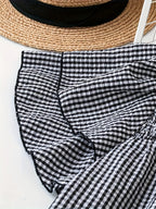 Dam Elegant Prickig Sommarblus med Rynkad