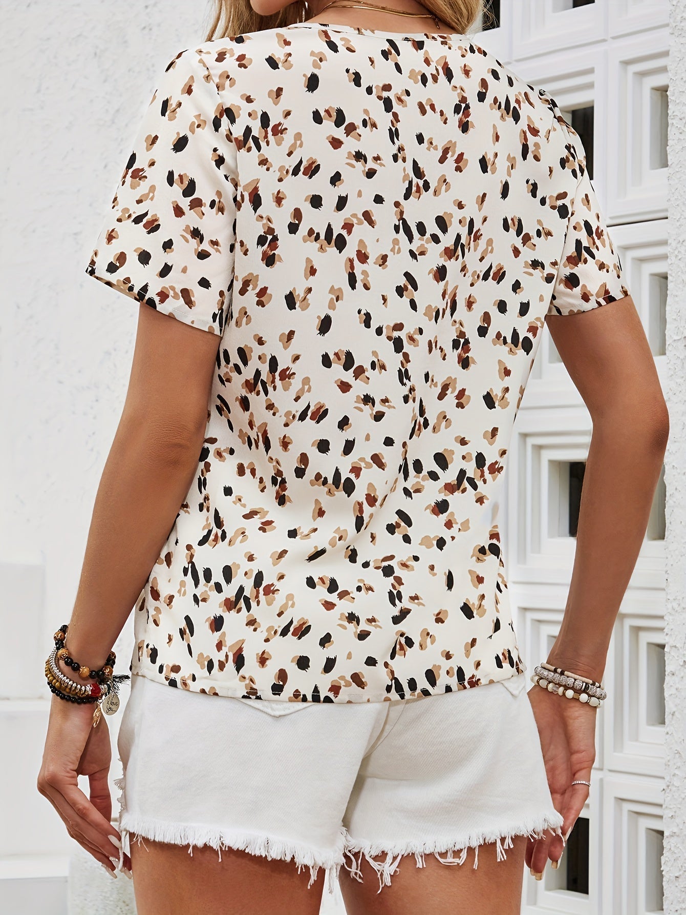 Dam Elegant Somrig Kortärmad Blus med
