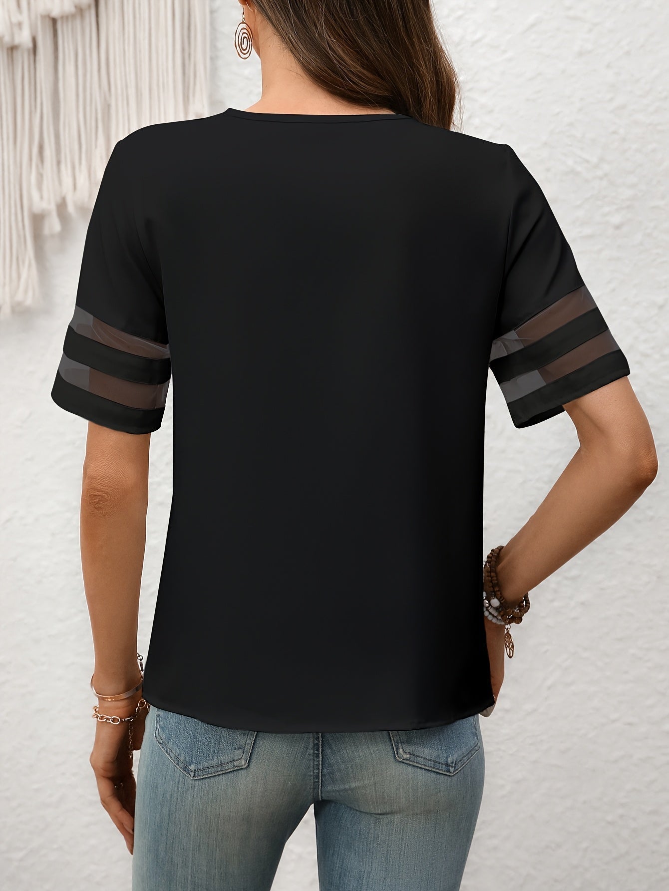 Dam Blus med Asymmetrisk Krage och
