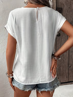 Dam Topp Elegant Sommarblus med Spets