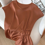 Dam Blus med Asymmetrisk Rynkning och