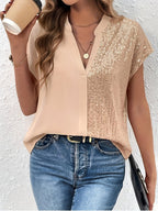 Dam Elegant Blus med Paljettdetaljer och