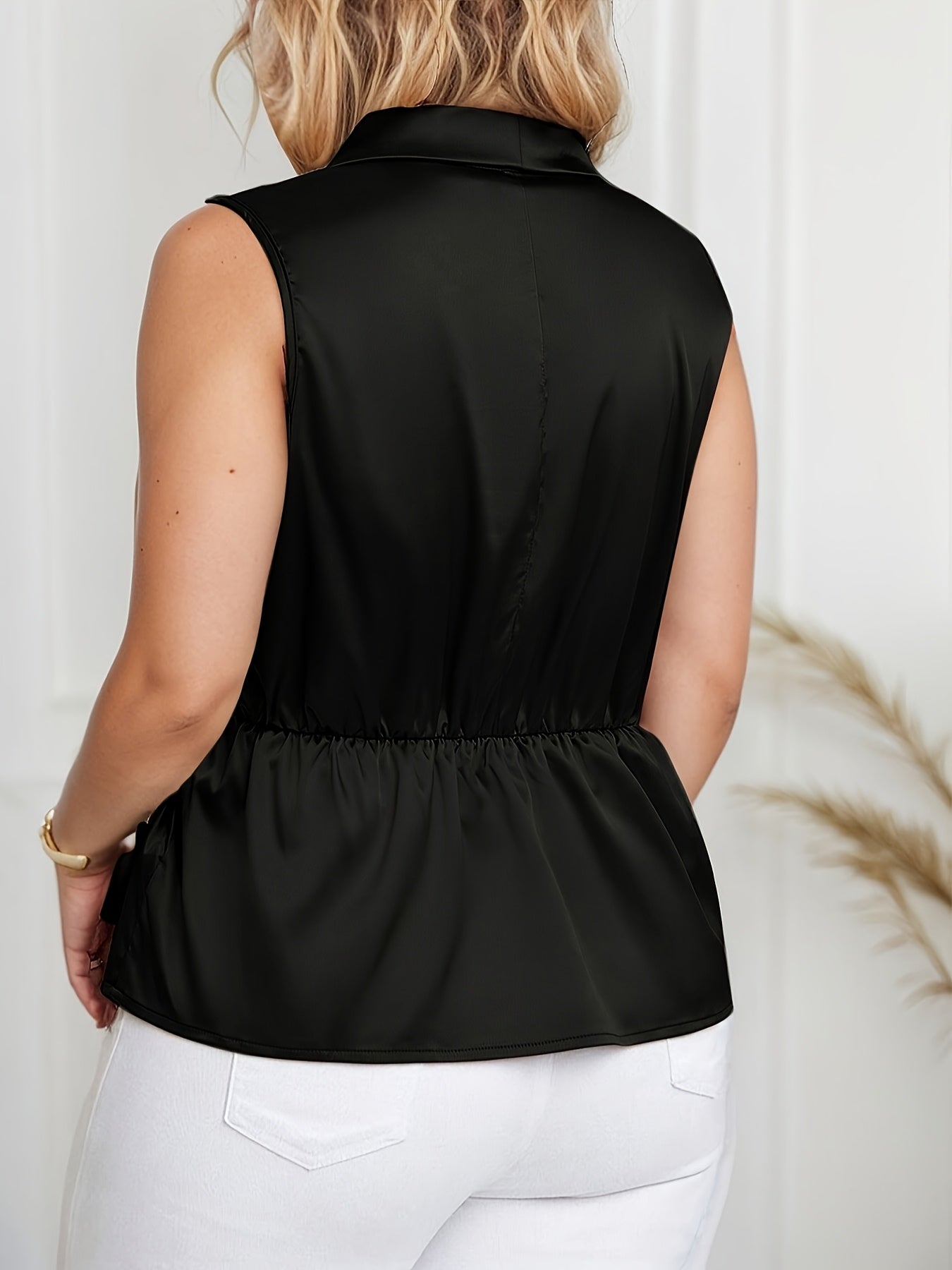 Dam Elegant Asymmetrisk Ärmlös Blus med