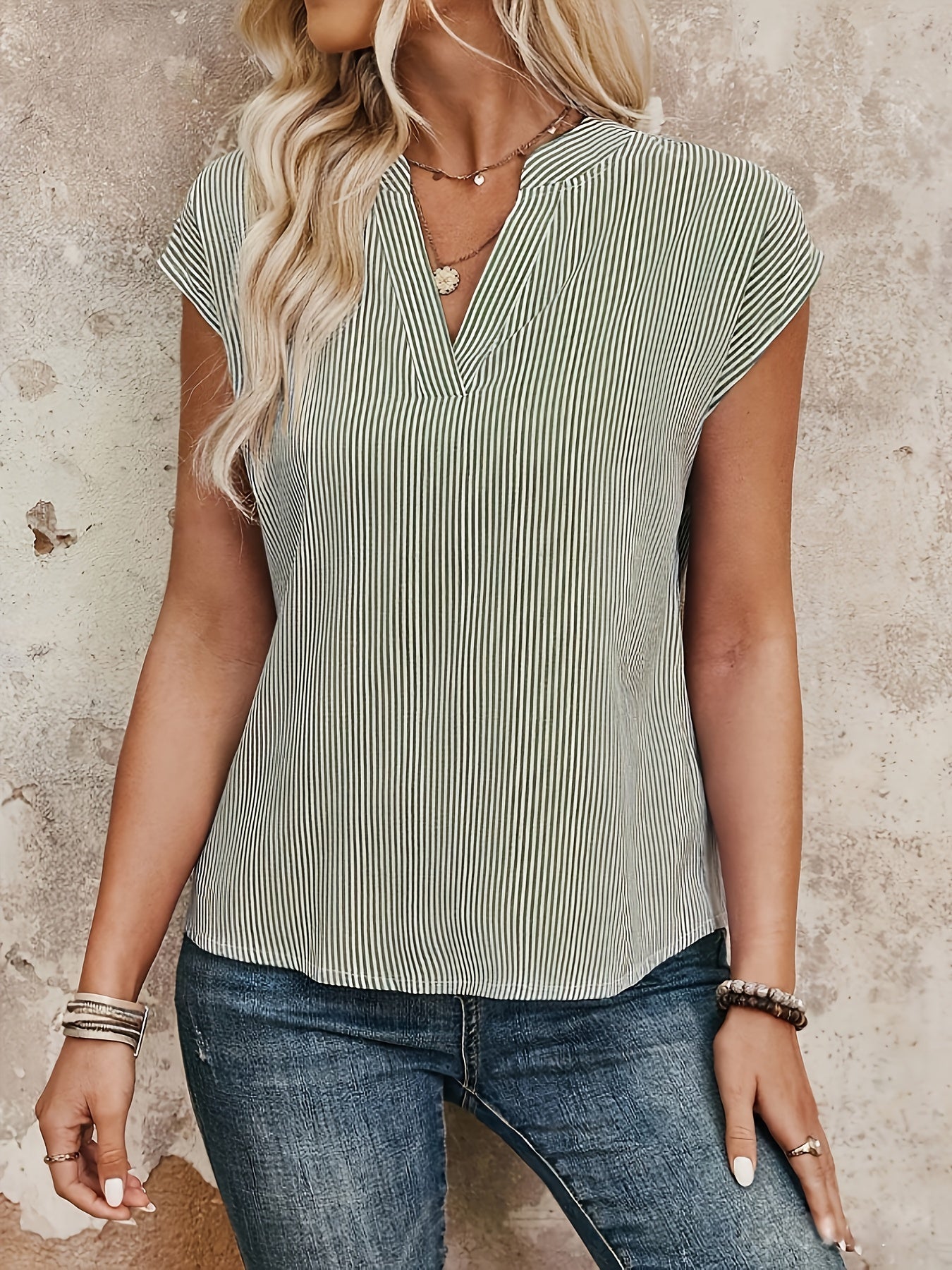 Dam Blus Elegant Randig V