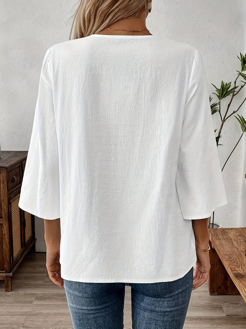 Dam Blus Bohemisk Långärmad Topp Casual