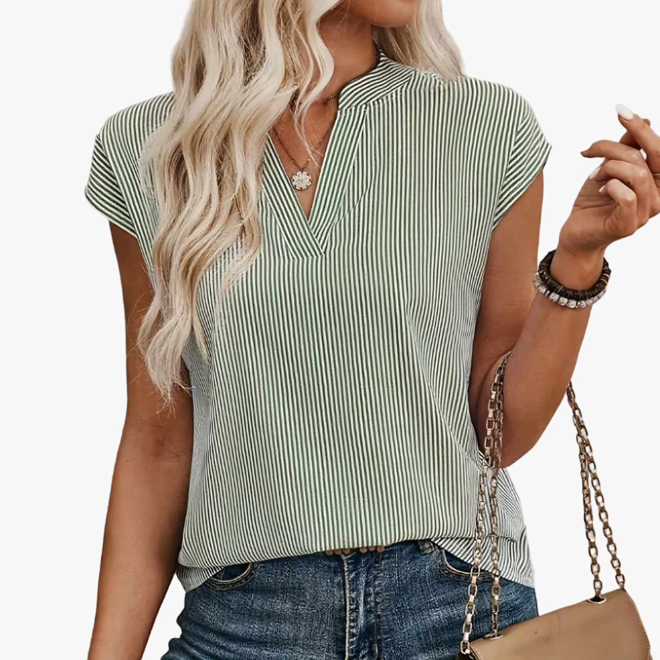 Dam Blus Elegant Randig V