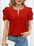 Dam Elegant Blus med Puffärm och