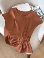Dam Blus med Asymmetrisk Rynkning och