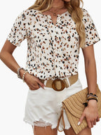 Dam Elegant Somrig Kortärmad Blus med