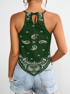 Dam Halterneck Blus med Paisley Mönster