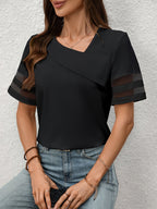 Dam Blus med Asymmetrisk Krage och
