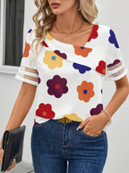 Dam Blus med Asymmetrisk Krage och