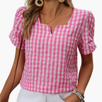 Dam Blus Elegant Rutig Vår/Sommar Top