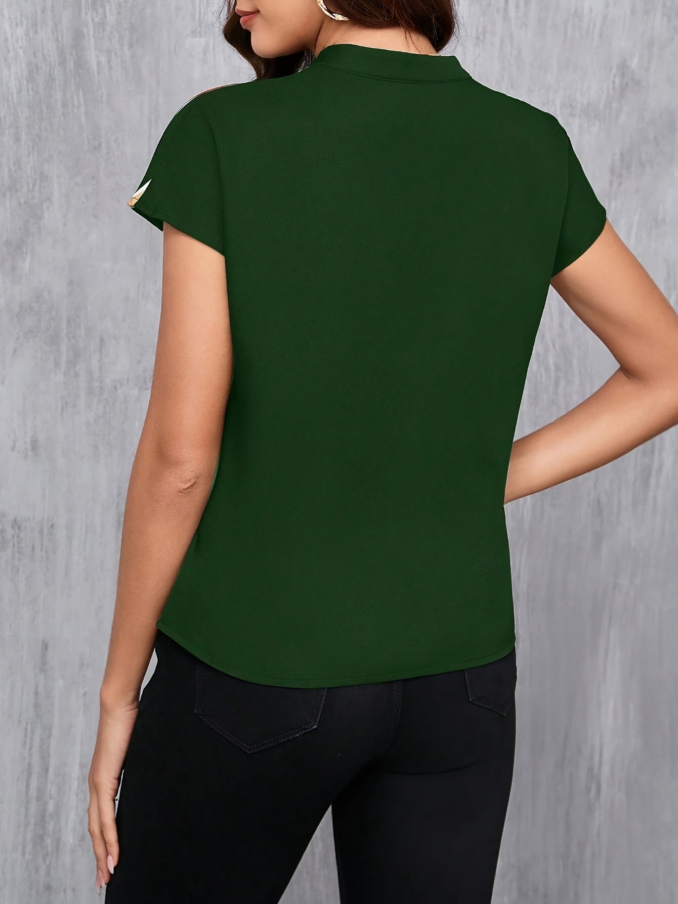 Dam Elegant Blus med Geometriskt Mönster