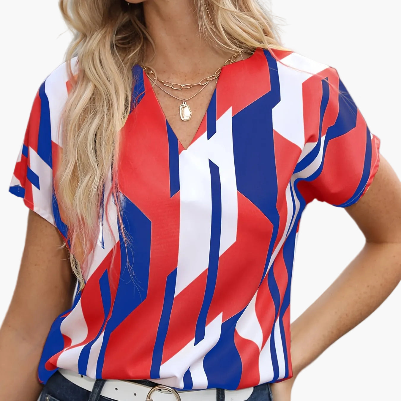 Dam Blus Geometriskt Mönster V