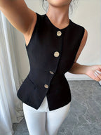 Dam Elegant Figursydd Ärmlös Blus med