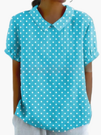 Dam Blus Vintage Blommönster Kortärmad Ledig
