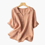 Dam Blus med Vintagekrage och Avslappnad