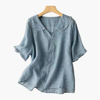 Dam Blus med Vintagekrage och Avslappnad
