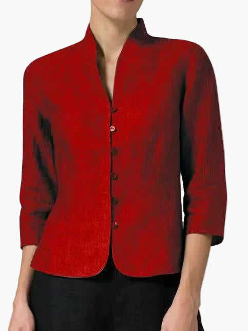 Dam Blus Kavajstil Ståkrage Elegant Vardags