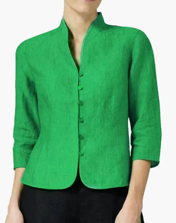 Dam Blus Kavajstil Ståkrage Elegant Vardags