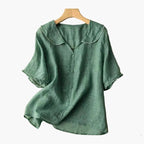 Dam Blus med Vintagekrage och Avslappnad
