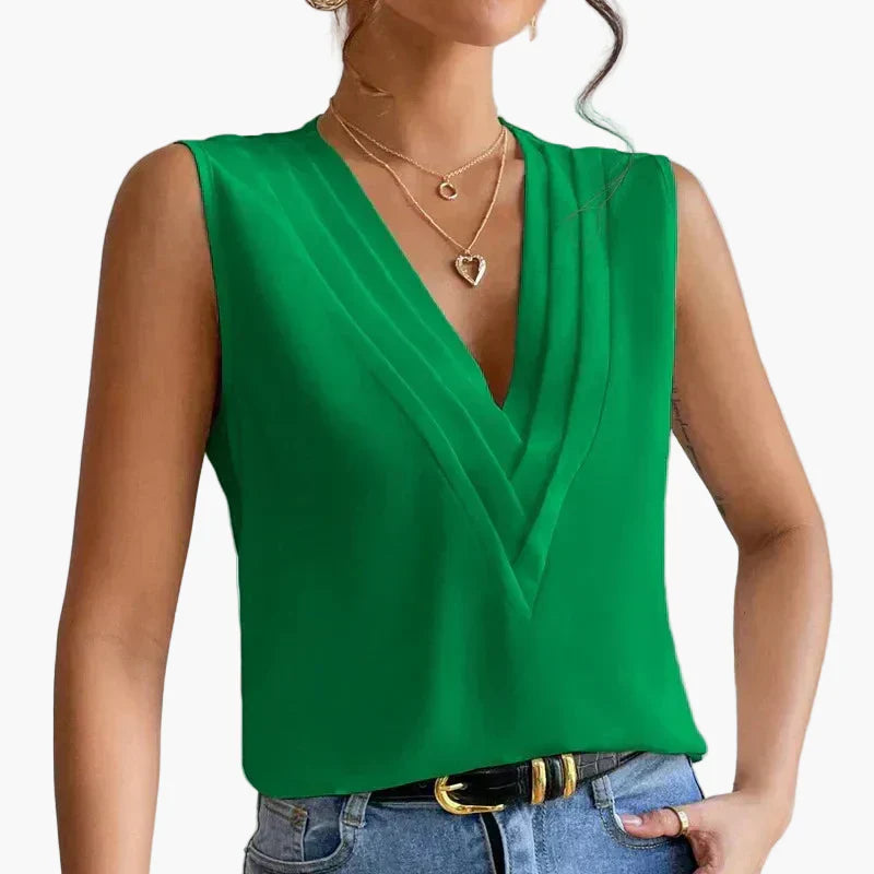 Dam Elegant Ärmlös Blus för Kontor