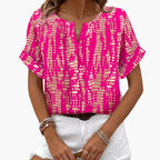 Dam Blus Elegant Mönstrad Kortärmad Top